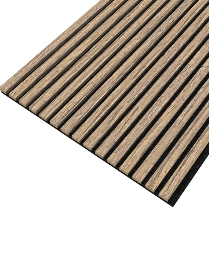 Walnut Acoustic Wood Wrapped Wall Panels - 2400x600x21mm