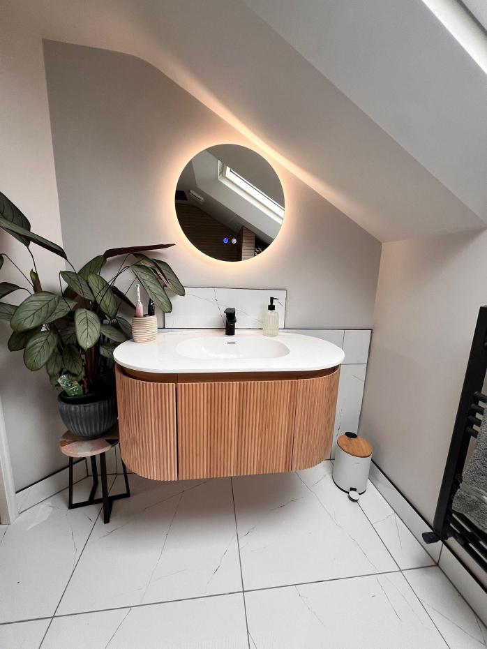 Kensington Solid Wood Wall Mounted Oval Basin Fluted Bathroom Vanity Unit - 1200mm
