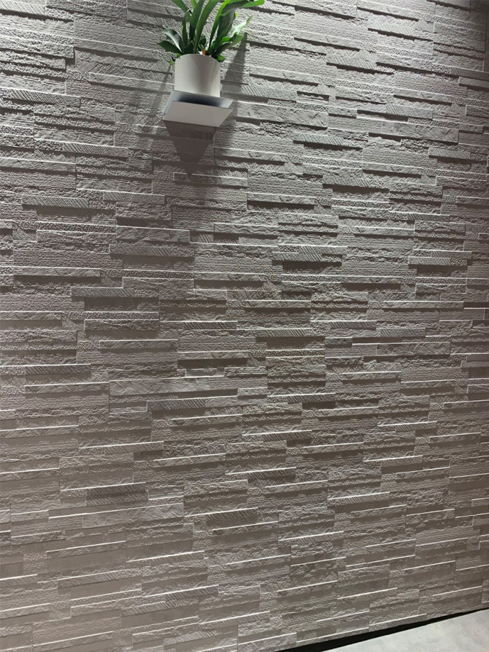 White Quartz Split Face Effect Outdoor Wall Cladding Tile - 150x610mm